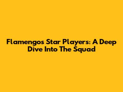 Flamengo's Star Players: A Deep Dive Into The Squad