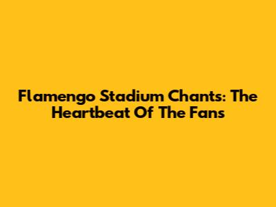 Flamengo Stadium Chants: The Heartbeat Of The Fans