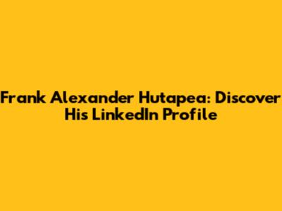 Frank Alexander Hutapea: Discover His LinkedIn Profile