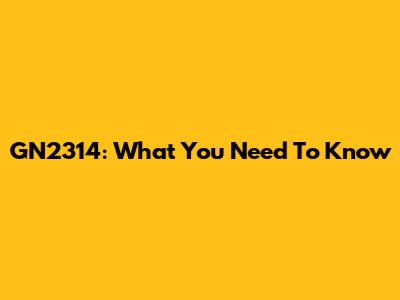 GN2314: What You Need To Know