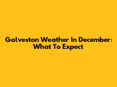 Galveston Weather In December: What To Expect
