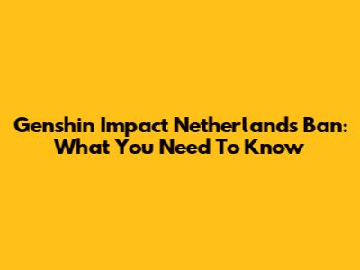 Genshin Impact Netherlands Ban: What You Need To Know
