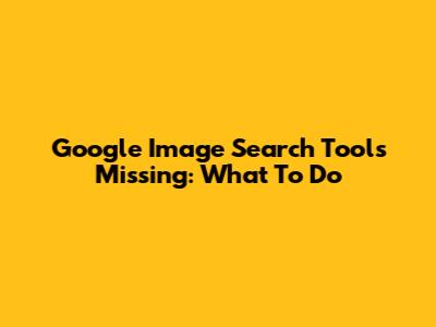 Google Image Search Tools Missing: What To Do