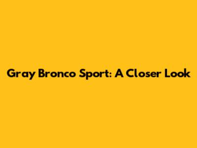 Gray Bronco Sport: A Closer Look