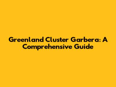 Greenland Cluster Garbera: A Comprehensive Guide