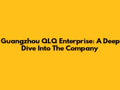 Guangzhou QLQ Enterprise: A Deep Dive Into The Company