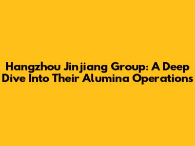 Hangzhou Jinjiang Group: A Deep Dive Into Their Alumina Operations