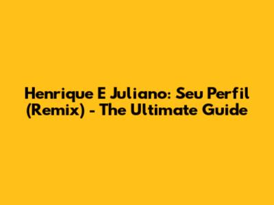 Henrique E Juliano: Seu Perfil (Remix) - The Ultimate Guide