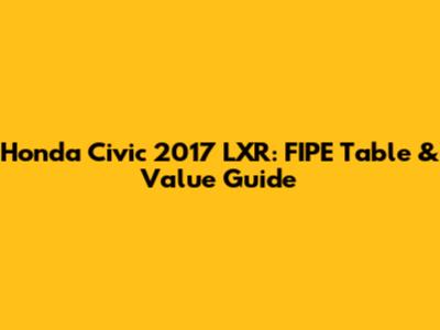 Honda Civic 2017 LXR: FIPE Table & Value Guide