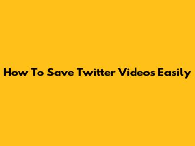 How To Save Twitter Videos Easily
