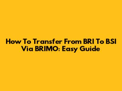 How To Transfer From BRI To BSI Via BRIMO: Easy Guide