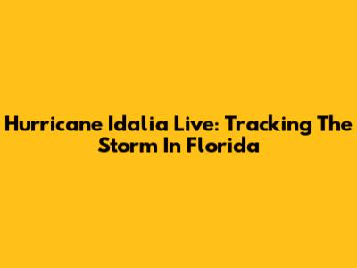 Hurricane Idalia Live: Tracking The Storm In Florida