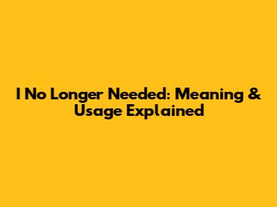 I No Longer Needed: Meaning & Usage Explained