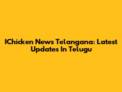 IChicken News Telangana: Latest Updates In Telugu