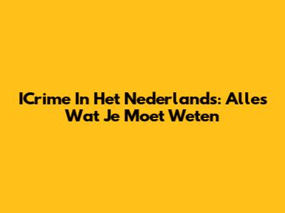 ICrime In Het Nederlands: Alles Wat Je Moet Weten