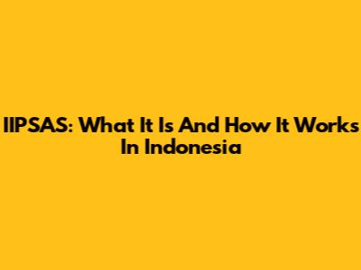 IIPSAS: What It Is And How It Works In Indonesia