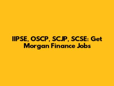 IIPSE, OSCP, SCJP, SCSE: Get Morgan Finance Jobs