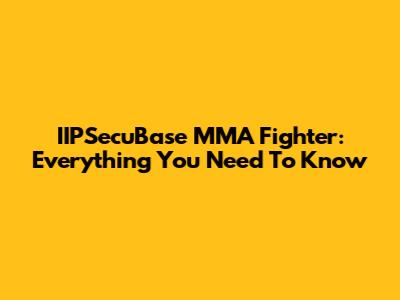 IIPSecuBase MMA Fighter: Everything You Need To Know