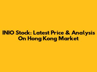 INIO Stock: Latest Price & Analysis On Hong Kong Market
