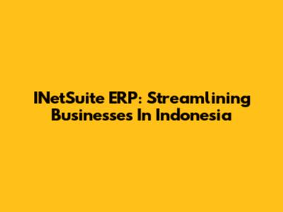 INetSuite ERP: Streamlining Businesses In Indonesia