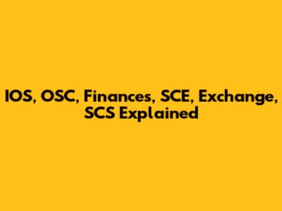 IOS, OSC, Finances, SCE, Exchange, SCS Explained
