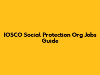 IOSCO Social Protection Org Jobs Guide
