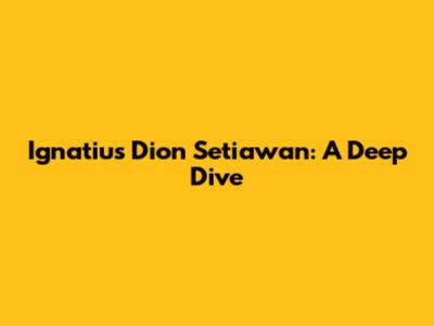 Ignatius Dion Setiawan: A Deep Dive