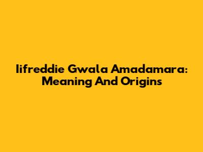 Iifreddie Gwala Amadamara: Meaning And Origins