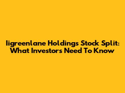 Iigreenlane Holdings Stock Split: What Investors Need To Know