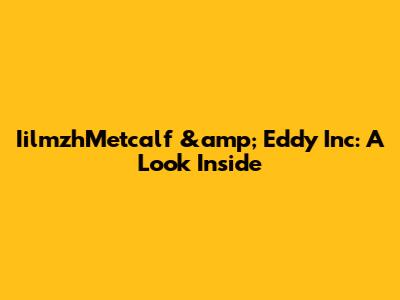 IilmzhMetcalf &amp; Eddy Inc: A Look Inside