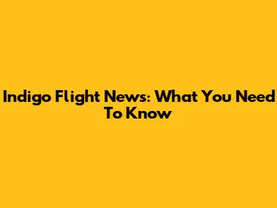 Indigo Flight News: What You Need To Know