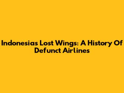 Indonesia's Lost Wings: A History Of Defunct Airlines