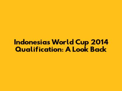 Indonesia's World Cup 2014 Qualification: A Look Back