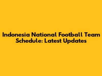 Indonesia National Football Team Schedule: Latest Updates
