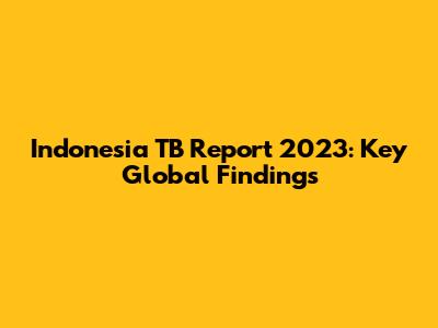 Indonesia TB Report 2023: Key Global Findings