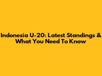 Indonesia U-20: Latest Standings & What You Need To Know