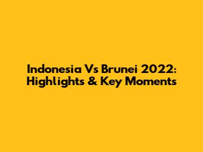 Indonesia Vs Brunei 2022: Highlights & Key Moments