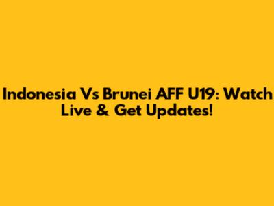 Indonesia Vs Brunei AFF U19: Watch Live & Get Updates!