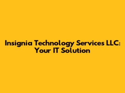 Insignia Technology Services LLC: Your IT Solution
