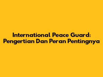 International Peace Guard: Pengertian Dan Peran Pentingnya