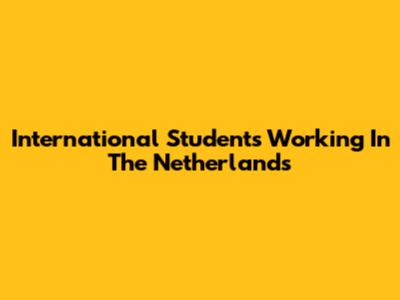 International Students Working In The Netherlands