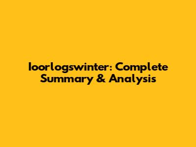 Ioorlogswinter: Complete Summary & Analysis