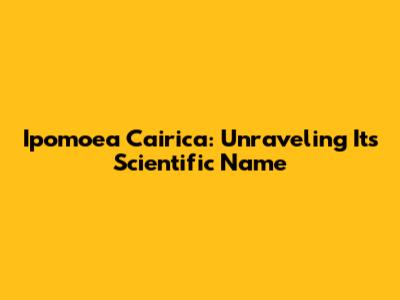 Ipomoea Cairica: Unraveling Its Scientific Name