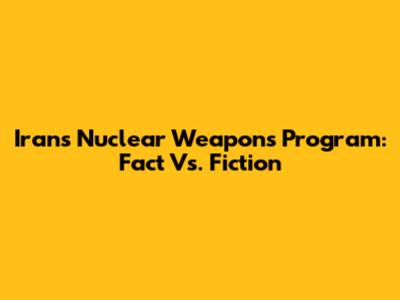 Iran's Nuclear Weapons Program: Fact Vs. Fiction