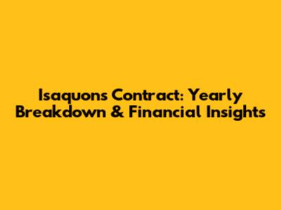Isaquon's Contract: Yearly Breakdown & Financial Insights