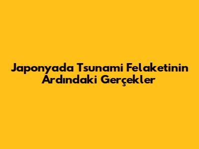 Japonya'da Tsunami Felaketinin Ardındaki Gerçekler