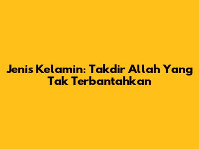 Jenis Kelamin: Takdir Allah Yang Tak Terbantahkan