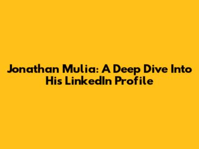 Jonathan Mulia: A Deep Dive Into His LinkedIn Profile