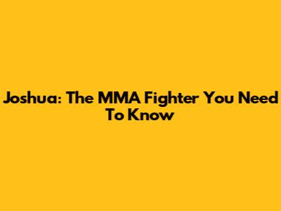 Joshua: The MMA Fighter You Need To Know