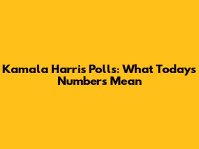 Kamala Harris Polls: What Today's Numbers Mean